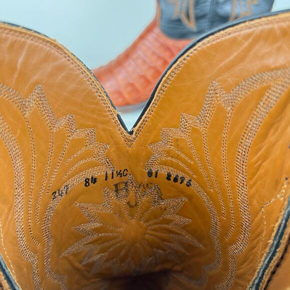 Black Jack Men's Orange Black Caiman Belly Square Toe Exotic Cowboy Boots 11.5 - Picture 5 of 12